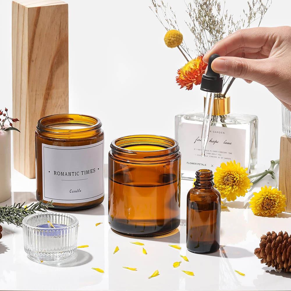 Stoples Kaca Amber 8oz dengan  - Candle Supplies Glass Jars ulasan dan harga